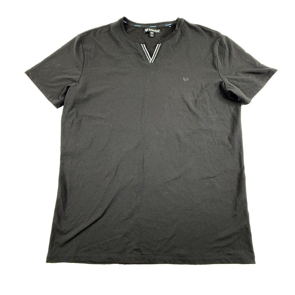 Buttercloth Lucid In Icy Cotton Black T-Shirt V-Notch Neckline Men's M